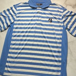 Linkstech X Disney Striped Performance Golf Polo Mickey Golfing Size M